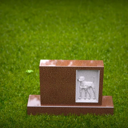 1461 - Brown Granite Dog Memorial Headstone with Engraved Relief - 8