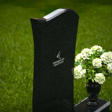 1363 - Modern Waved Granite Headstone with Elegant Carved Accents - 46