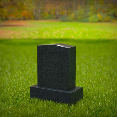 1565 - Black Granite Headstone with Celtic Cross and Engraved Panels - 4