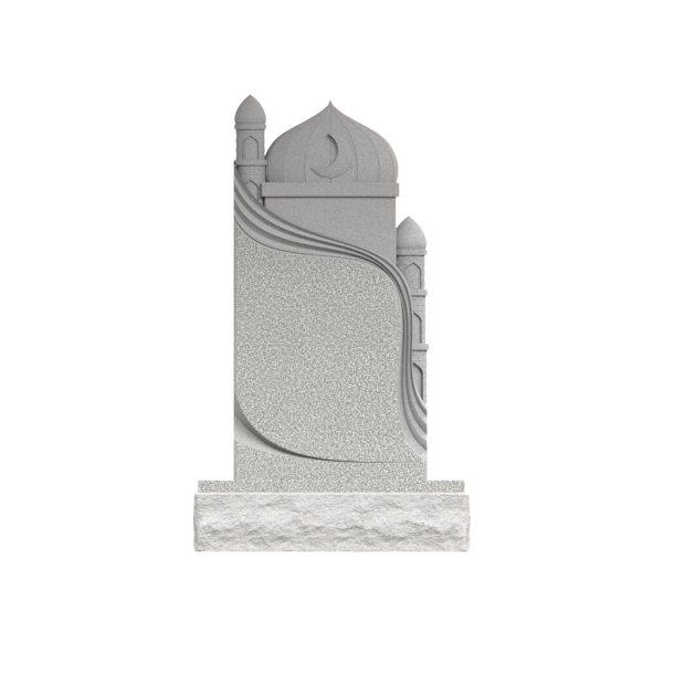 1208101 - Upright Muslim Granite Memorial with Crescent and Dome Carving