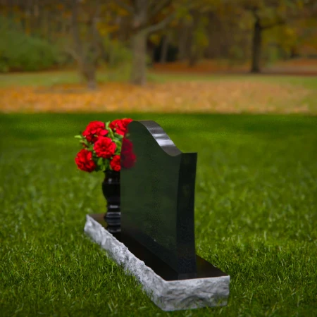 1312 - Modern Waved Granite Headstone with Flower Vase - 50