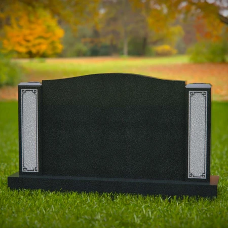 1588 - Elegant Black Granite Double Monument – Timeless Family Memorial