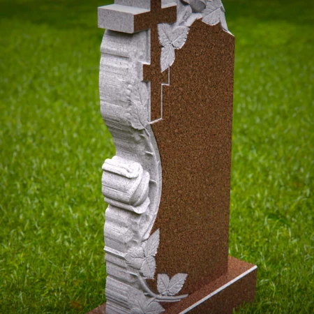 1532 - Traditional Cross and Rose Memorial Headstone - 7