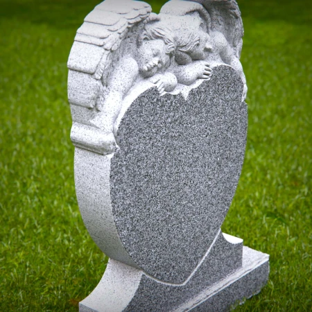 1451 - Twin Angel Heart Memorial Headstone - 2