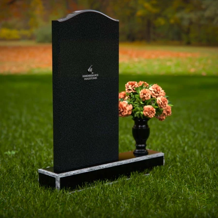 1286 - Upright Granite Headstone with Elegant Curved Top and Vase - 53