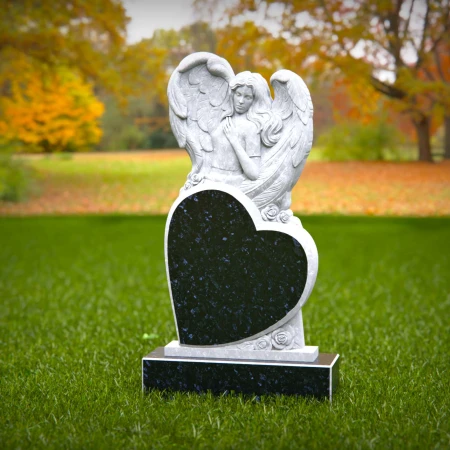 1531 - Heart-Shaped Angel Memorial Headstone