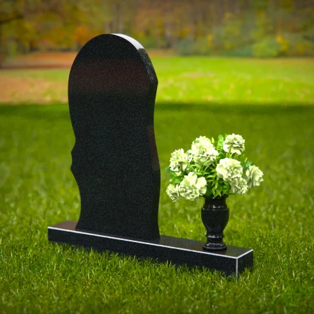 1282 - Contemporary Granite Headstone with Curved Artistic Design and Vase - 51