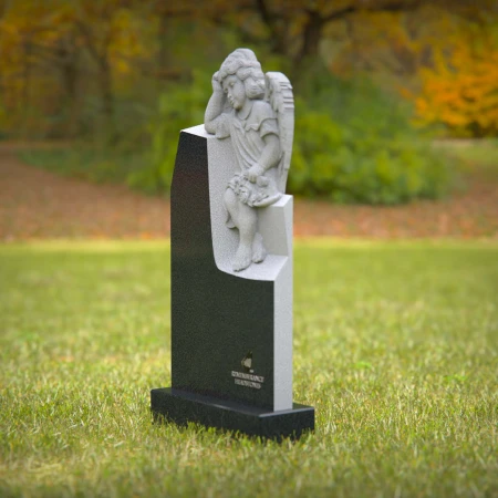 1240 - Angel Sitting on Granite Headstone – Elegant Memorial Tribute - 49