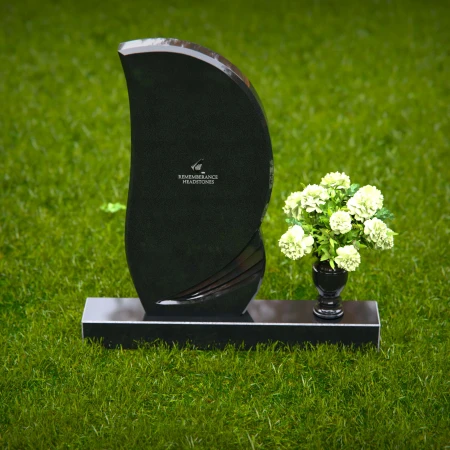 1280 - Modern Curved Granite Headstone with Single Flower Vase