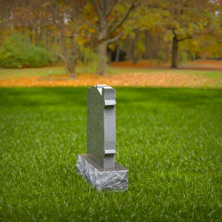 1556 - Tree-Inspired Granite Headstone with Carved Leaves - 1