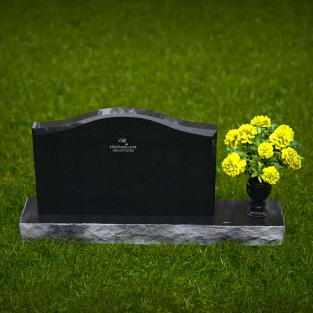 1257 - Graceful Granite Headstone with Curved Top and Floral Vase – Timeless Memorial Design - 5