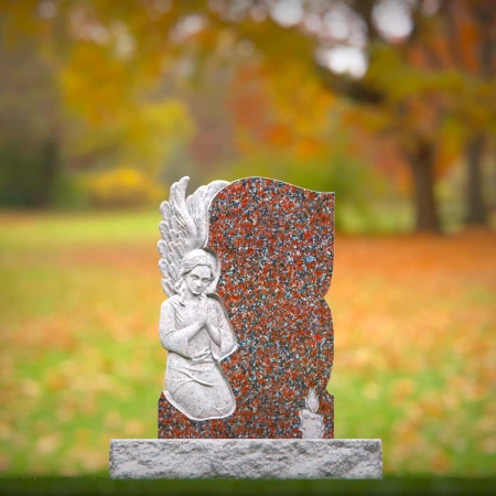 1491 - Elegant Granite Headstone with Praying Angel Sculpture for a Peaceful Tribute - 1