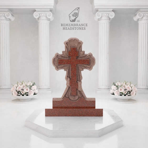 Luxury Orthodox Cross Granite Headstone