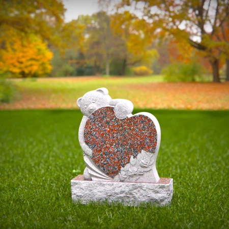 1439 - Children’s Memorial Headstone with Teddy Bear and Heart Design