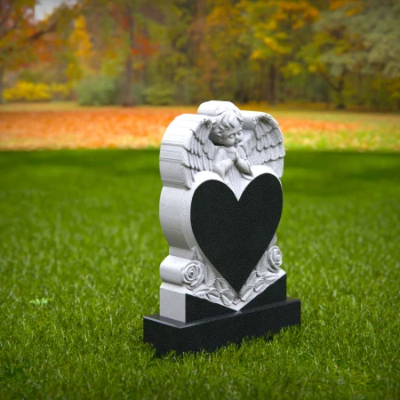 1444 - Children’s Memorial Headstone with Praying Angel and Heart Design - 3