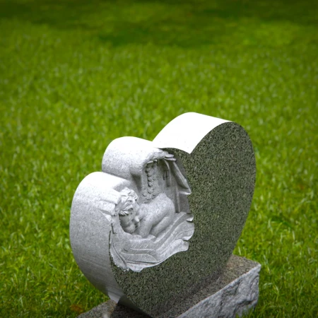 1453 - Heart-Shaped Angel Baby Memorial Headstone - 7