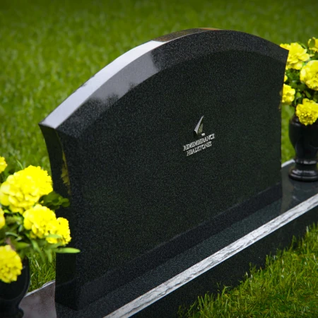 1309 - Arched Granite Headstone with Dual Flower Vases - 50