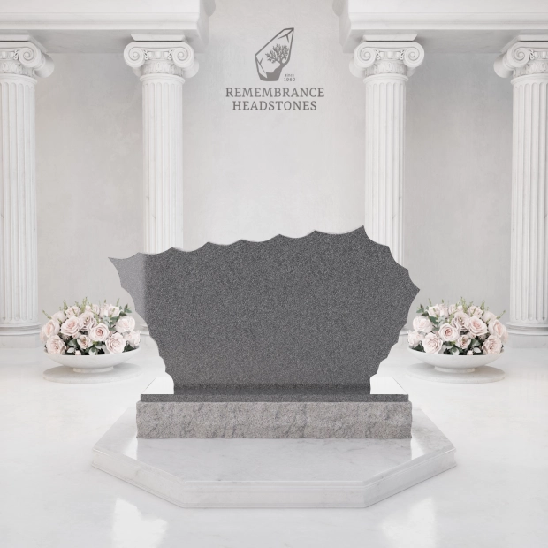 Luxury Shape Upright Granite Monument — Mountain & Cross