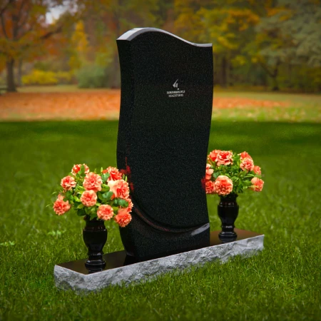 1301 - Modern and Elegant Granite Headstone with Flower Vases - Custom Memorial Design - 50