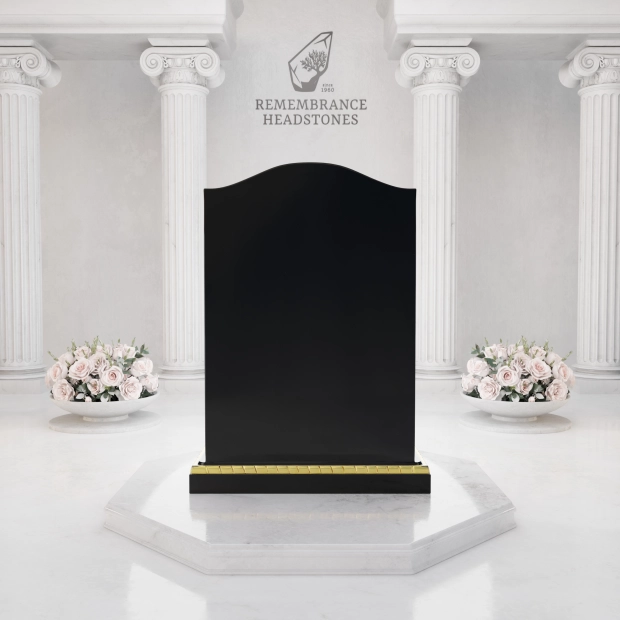 Premium Gold Border Upright Granite Headstone