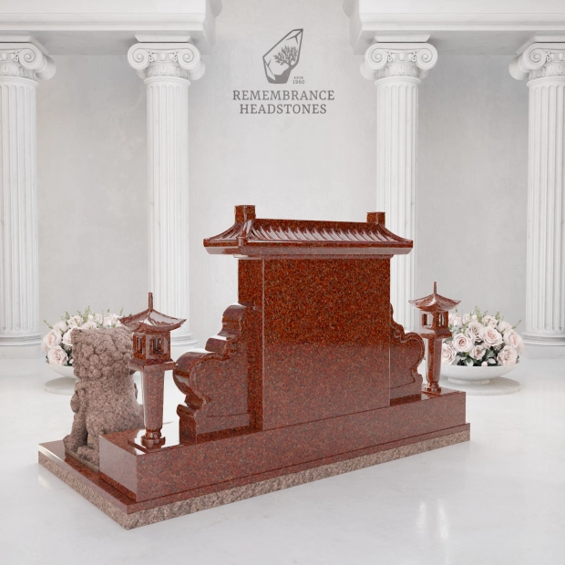 Luxury Chinese Guardian Lion Granite Memorial