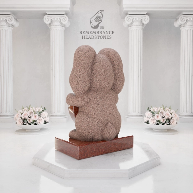 Luxury Bunny Child Granite Memorial with Heart Plaque