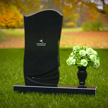 1362 - Elegant Curved Granite Headstone with Layered Detailing