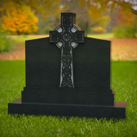 1613 - Celtic Cross Memorial Headstone with Intricate Engravings