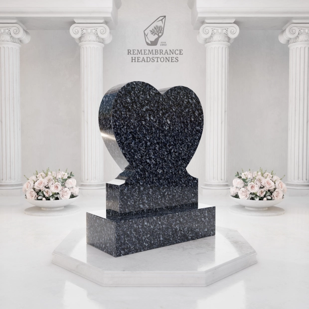Luxury Heart Shape Granite Headstone with Floral Carving