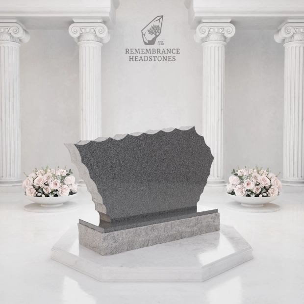 Luxury Shape Upright Granite Monument — Mountain & Cross