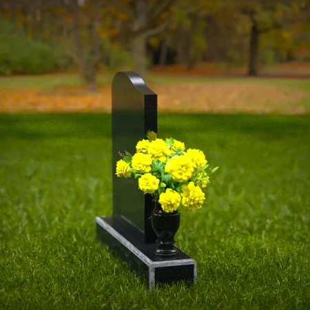 1311 - Elegant Granite Headstone with Gently Curved Top and Flower Vase - 56