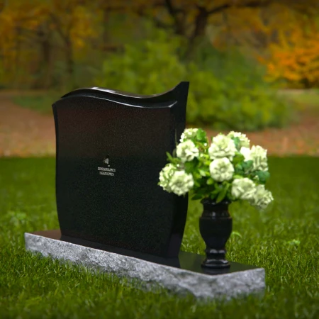 1305 - Contoured Granite Headstone with Polished Finish and Flower Vase - 55