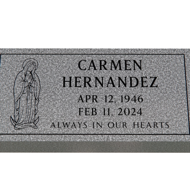 1101084 - Flat Granite Memorial Marker With Virgin Mary Design