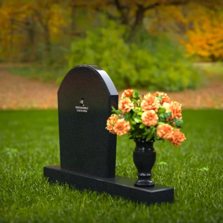 1310 - Classic Arched Granite Headstone with Single Flower Vase - 52