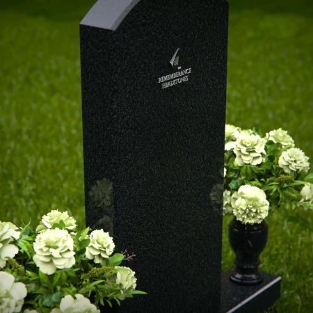 1297 - Upright Granite Headstone with Dual Flower Vases - 24