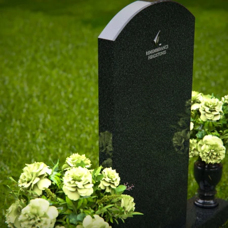 1255 - Timeless Granite Headstone with Polished Finish and Floral Vase Accents – A Perfect Memorial Tribute - 55