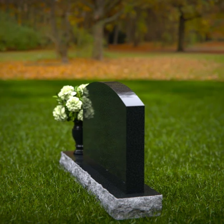 1295 - Elegant Waved Granite Headstone with Single Flower Vase - 9