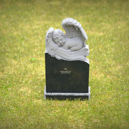 1237 - Sleeping Angel Granite Memorial Headstone - 46