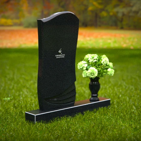 1362 - Elegant Curved Granite Headstone with Layered Detailing - 37