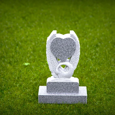 1553 - Unique Granite Swan and Heart Memorial Headstone - 2