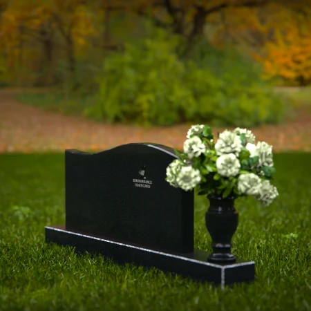 1258 - Modern Granite Headstone with Subtle Wave Design and Floral Vase – A Lasting Tribute - 5