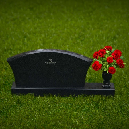 1296 - Contoured Granite Headstone with Single Flower Vase