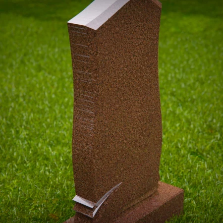 1481 - Classic Curved Brown Granite Headstone with Elegant Base - 3