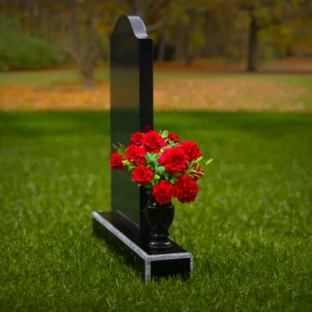 1289 - Classic Upright Granite Headstone with Flower Vase - 53