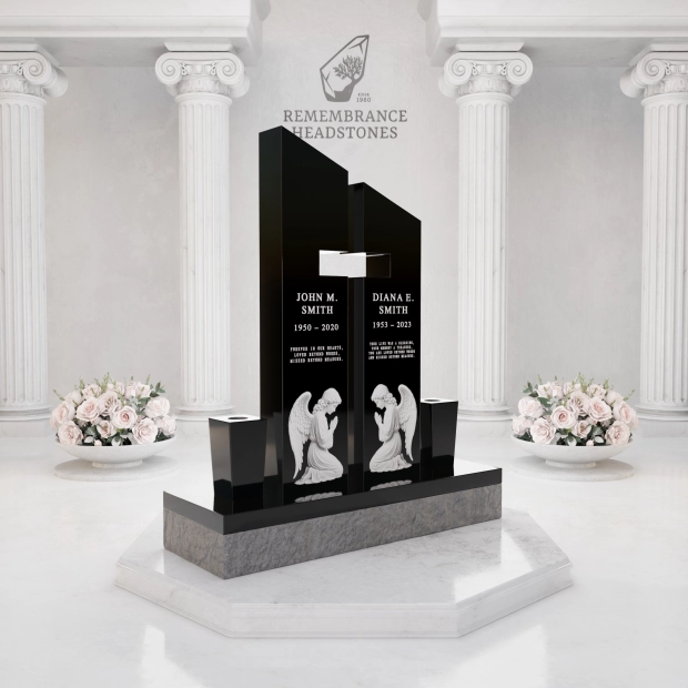  Luxury Companion Upright Headstone with Cross Cutout