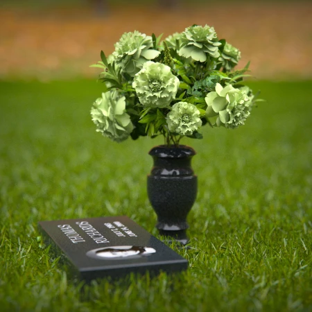 1271 - Compact Granite Headstone with Photo Inlay and Floral Vase – A Personalized Tribute - 40