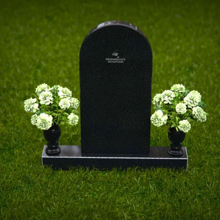 1254 - Elegant Granite Headstone with Arched Design - A Timeless Memorial - 42