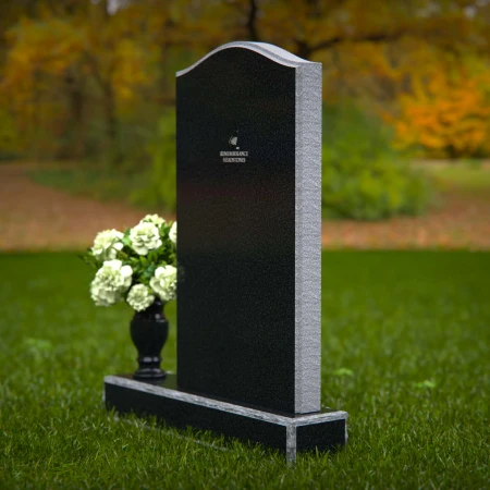 1291 - Granite Upright Headstone with Single Flower Vase and Curved Top - 22