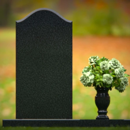 1262 - Elegant Granite Upright Headstone with Traditional Arched Top and Floral Vase – A Lasting Tribute