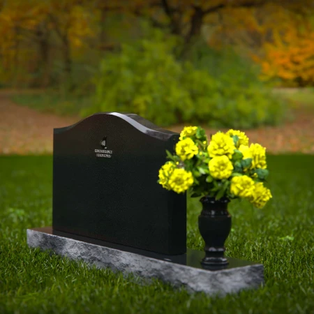 1257 - Graceful Granite Headstone with Curved Top and Floral Vase – Timeless Memorial Design - 4